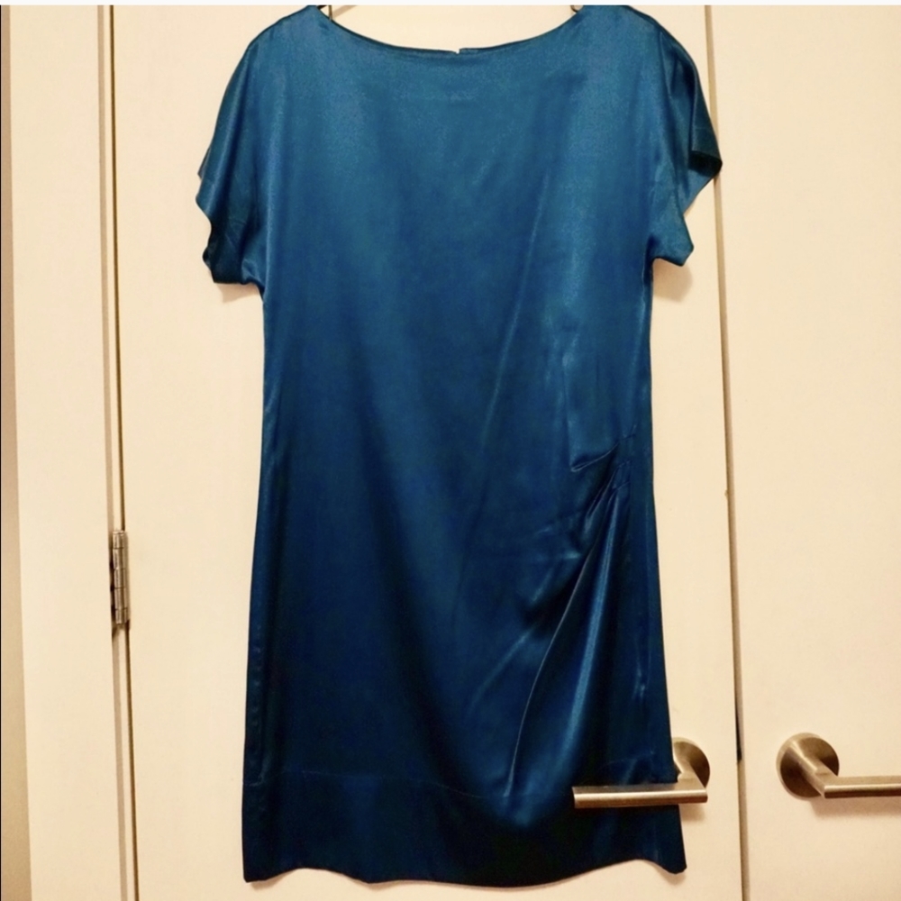 Shiny Blue Silk Mini Sheath